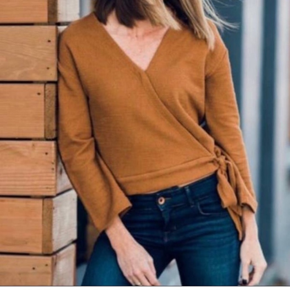 Madewell Texture And Thread Crop Wrap Top Xs - image 1